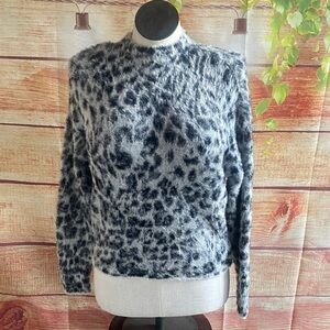 Ann Taylor Black and Gray Leopard Print Sweater